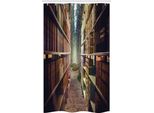 Abakuhaus Libreria Tenda Da Doccia Stretta, Sintesi Libreria In Legno, Set Decorativo Per Bagno In Tessuto Con Ganci, 120 X 180 Cm, Multicolore