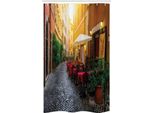 Abakuhaus Città Case Antiche Tenda Da Doccia Stretta, Trastevere Italia, Set Decorativo Per Bagno In Tessuto Con Ganci, 120 X 180 Cm, Multicolore