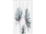 Abakuhaus Tenda Da Doccia Stretta Con Motivi Floreali, Effetto Xtray Passiflora, Set Decorativo Per Bagno In Tessuto Con Ganci, 120 X 180 Cm, Azzurro, Grigio, Blu Scuro