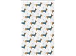 Abakuhaus Tenda Da Doccia Stretta Con Bassotto, Cane Con Maglione Snowflake, Set Decorativo Per Bagno In Tessuto Con Ganci, 120 X 180 Cm, Ginger Turchese Scuro