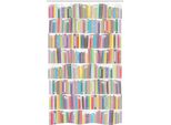 Abakuhaus Libreria Tenda Da Doccia Stretta, Libreria Colorata Con Cartoni Animati, Set Decorativo Per Bagno In Tessuto Con Ganci, 120 X 180 Cm, Multicolore