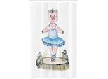 Abakuhaus Ballerina Tenda Da Doccia Stretta, Maialino Con Costume Sul Palco, Set Decorativo Per Bagno In Tessuto Con Ganci, 120 X 180 Cm, Multicolore