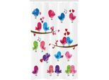 Abakuhaus KüSsen Tenda Da Doccia Stretta, Motivo Colorato Con Uccellini, Set Decorativo Per Bagno In Tessuto Con Ganci, 120 X 180 Cm, Multicolore