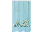 Abakuhaus Tenda Da Doccia Rustica In Legno Stretta, Stelle Marine Shell, Set Decorativo Per Bagno In Tessuto Con Ganci, 120 X 180 Cm, Beige E Azzurro