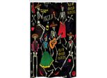 Abakuhaus Skelett Tenda Da Doccia Stretta, Dia De Los Muertos Fiesta, Set Decorativo Per Bagno In Tessuto Con Ganci, 120 X 180 Cm, Multicolore