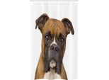 Abakuhaus Boxer - Tenda Da Doccia Stretta, Cane Di Razza Vista Frontale, Set Decorativo Per Bagno In Tessuto Con Ganci, 120 X 180 Cm, Marrone Chiaro Marrone Scuro