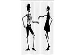 Abakuhaus Skelett Tenda Da Doccia Stretta, Coppia Danzante Halloween, Set Decorativo Per Bagno In Tessuto Con Ganci, 120 X 180 Cm, Grigio Antracite E Bianco