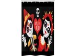 Abakuhaus Dia De Los Muertos Tenda Da Doccia Stretta, Arte Dei Teschi Di Zucchero, Set Decorativo Per Bagno In Tessuto Con Ganci, 120 X 180 Cm, Grigio