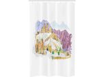 Abakuhaus Paesaggio Tenda Da Doccia Stretta, Arte Urbana Desertica, Set Decorativo Per Bagno In Tessuto Con Ganci, 120 X 180 Cm, Multicolore Bianco