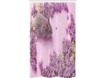 Abakuhaus Coniglietto Pasquale Tenda Da Doccia Stretta, Coniglio Lilac Blossom, Set Decorativo Per Bagno In Tessuto Con Ganci, 120 X 180 Cm, Multicolore Viola