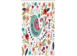 Abakuhaus Volk Tenda Da Doccia Stretta, Decorata Con Uccelli E Fiori, Set Decorativo Per Bagno In Tessuto Con Ganci, 120 X 180 Cm, Multicolore