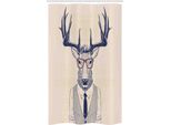 Abakuhaus Tenda Da Doccia Stretta Hipster, Motivo Cervo Maschio Umanizzato, Set Decorativo Per Bagno In Tessuto Con Ganci, 120 X 180 Cm, Indaco Champagne