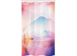 Abakuhaus Tenda Da Doccia Stretta Naturale, Paesaggio Tropicale Sfumato, Set Decorativo Per Bagno In Tessuto Con Ganci, 120 X 180 Cm, Azzurro Pallido Champagne