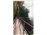 Abakuhaus Thailandia Tenda Da Doccia Stretta, Scala Di Montagna E Molo, Set Decorativo Per Bagno In Tessuto Con Ganci, 120 X 180 Cm, Multicolore
