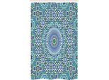 Abakuhaus Arabo Tenda Da Doccia Stretta, Motivo Floreale Orientale Elaborato, Set Decorativo Per Bagno In Tessuto Con Ganci, 120 X 180 Cm, Azzurro Verde Bianco