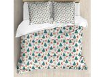 Abakuhaus Copripiumino Fuchs, Inverno Nevoso Nel Bosco, Antiacaro, Adatto A Chi Soffre Di Allergie, Con Federe, 200 Cm X 200 Cm - 80 X 80 Cm, Verde Acqua Arancione Nero