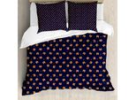 Abakuhaus Copripiumino Fuchs, Piccolo Mammifero Arancione Della Foresta, Antiacaro, Adatto A Chi Soffre Di Allergie, Con Federe, 155 Cm X 220 Cm - 80 X 80 Cm, Blu Navy Arancione