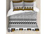Abakuhaus Copripiumino Greek Key, Tema Storico Greco, Antiacaro, Adatto A Chi Soffre Di Allergie, Con Federe, 155 Cm X 220 Cm - 80 X 80 Cm, Marigold Nero Bianco