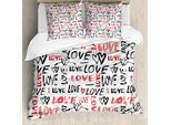 Abakuhaus Copripiumino Valentines, Disegnato A Mano Doodle, Antiacaro, Adatto A Chi Soffre Di Allergie, Con Federe, 155 Cm X 220 Cm - 80 X 80 Cm, Nero, Rosso, Bianco
