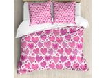 Abakuhaus Copripiumino Valentines, Motivi Romantici Rosa, Antiacaro, Adatto A Chi Soffre Di Allergie, Con Federe, 155 Cm X 220 Cm - 80 X 80 Cm, Rosa Bianco