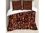 Abakuhaus Copripiumino In Tessuto Chocolate, Chicchi Di Caffè Tostati, Antiacaro, Adatto A Chi Soffre Di Allergie, Con Federe, 155 Cm X 220 Cm - 80 X 80 Cm, Marrone