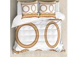 Abakuhaus Copripiumino Greek Key, Bordi Decorativi A Cerchi, Antiacaro E Anallergico, Con Federe, 155 Cm X 220 Cm - 80 X 80 Cm, Marigold Plum Bianco
