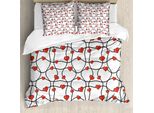 Abakuhaus Copripiumino Valentines, Cuori Geometrici, Antiacaro, Adatto A Chi Soffre Di Allergie, Con Federe, 200 Cm X 200 Cm - 80 X 80 Cm, Rosso, Nero, Bianco