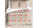 Abakuhaus Copripiumino Tea Party, Tazze E Cucchiai, Antiacaro E Anallergico Con Federe, 155 Cm X 220 Cm - 80 X 80 Cm, Multicolore