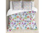 Abakuhaus Copripiumino Valentines, Cuori Colorati, Antiacaro, Adatto A Chi Soffre Di Allergie, Con Federe, 155 Cm X 220 Cm - 80 X 80 Cm, Multicolore