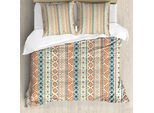 Abakuhaus Copripiumino Africano, Folk Borders, Antiacaro, Adatto A Chi Soffre Di Allergie, Con Federe, 200 Cm X 200 Cm - 80 X 80 Cm, Arancione, Blu, Giallo Pallido
