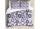 Abakuhaus Copripiumino Viola E Nero, Mandala, Antiacaro, Adatto A Chi Soffre Di Allergie, Con Federe, 200 Cm X 200 Cm - 80 X 80 Cm, Viola Nero Bianco