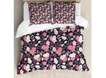 Abakuhaus Copripiumino Giapponese, Giardino Notturno Sakura, Antiacaro, Adatto A Chi Soffre Di Allergie, Con Federe, 200 Cm X 200 Cm - 80 X 80 Cm, Multicolore