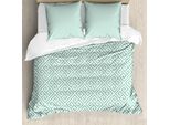 Abakuhaus Copripiumino Greek Key, Labyrinth Checkered, Antiacaro, Adatto A Chi Soffre Di Allergie, Con Federe, 155 Cm X 220 Cm - 80 X 80 Cm, Verde Menta E Bianco