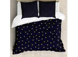 Abakuhaus Copripiumino Notte Stellata, Stelle Gialle E Pois, Antiacaro, Adatto A Chi Soffre Di Allergie, Con Federe, 200 Cm X 200 Cm - 80 X 80 Cm, Giallo Bianco