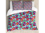 Abakuhaus Copripiumino Colorato, Motivo Botanic Spring, Antiacaro, Adatto A Chi Soffre Di Allergie, Con Federe, 155 Cm X 220 Cm - 80 X 80 Cm, Multicolore