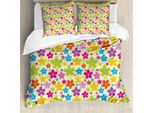 Abakuhaus Copripiumino Colorato, Fiori Hippie Anni Sessanta, Antiacaro, Adatto A Chi Soffre Di Allergie, Con Federe, 200 Cm X 200 Cm - 80 X 80 Cm, Multicolore