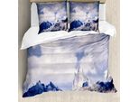 Abakuhaus Alaska Copripiumino, Montagne Scoscese, Antiacaro, Adatto A Chi Soffre Di Allergie, Con Federe, 200 Cm X 200 Cm - 80 X 80 Cm, Grigio, Bianco, Azzurro