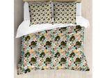 Abakuhaus Copripiumino Artistico, Uccelli E Fiori, Antiacaro, Adatto A Chi Soffre Di Allergie, Con Federe, 155 Cm X 220 Cm - 80 X 80 Cm, Multicolore