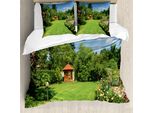 Abakuhaus Copripiumino Da Giardino, Roses Pathway Gazebo, Antiacaro, Adatto A Chi Soffre Di Allergie, Con Federe, 200 Cm X 200 Cm - 80 X 80 Cm, Multicolore