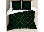 Abakuhaus Copripiumino Verde Bosco, Motivo A Griglia Zukunft, Antiacaro, Adatto A Chi Soffre Di Allergie, Con Federe, 155 Cm X 220 Cm - 80 X 80 Cm, Verde Nero