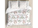 Abakuhaus Copripiumino Zuckerstange, Pinguini Natalizi, Antiacaro, Adatto A Chi Soffre Di Allergie, Con Federe, 155 Cm X 220 Cm - 80 X 80 Cm, Multicolore