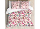 Abakuhaus Copripiumino Zuckerstange, Lecker Essen Auf Punkte, Antiacaro, Adatto A Chi Soffre Di Allergie, Con Federe, 155 Cm X 220 Cm - 80 X 80 Cm, Multicolore