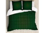 Abakuhaus Copripiumino Verde Bosco, Grid Tile Polygonen, Antiacaro, Adatto A Chi Soffre Di Allergie, Con Federe, 200 Cm X 200 Cm - 80 X 80 Cm, Verde Nero