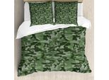 Abakuhaus Copripiumino Verde Bosco, Motivo Uniforme, Antiacaro, Adatto A Chi Soffre Di Allergie, Con Federe, 155 Cm X 220 Cm - 80 X 80 Cm, Multicolore