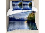 Abakuhaus Alaska Copripiumino, Turnagain Arm Lakeside, Antiacaro, Adatto A Chi Soffre Di Allergie, Con Federe, 155 Cm X 220 Cm - 80 X 80 Cm, Verde Lime E Blu Navy