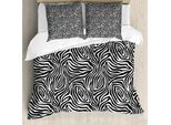 Abakuhaus Copripiumino A Righe, Motivo Zebrato, Antiacaro, Adatto A Chi Soffre Di Allergie, Con Federe, 200 Cm X 200 Cm - 80 X 80 Cm, Bianco E Nero