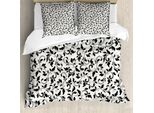 Abakuhaus Copripiumino, Motivo Monocromatico A Volute, Antiacaro, Adatto A Chi Soffre Di Allergie, Con Federe, 155 Cm X 220 Cm - 80 X 80 Cm, Nero Crema