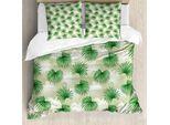 Abakuhaus Copripiumino, Palm Tree Island Foliage, Antiacaro, Adatto A Chi Soffre Di Allergie, Con Federe, 155 Cm X 220 Cm - 80 X 80 Cm, Verde Chiaro, Verde Chiaro, Bianco
