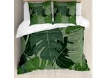 Abakuhaus Copripiumino Verde Bosco, Foglie Di Palma Mimetiche, Antiacaro, Adatto A Chi Soffre Di Allergie, Con Federe, 200 Cm X 200 Cm - 80 X 80 Cm, Verde Chiaro Verde Chiaro