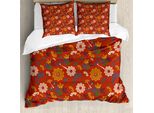 Abakuhaus Copripiumino Vintage, Silhouette Floreali, Antiacaro, Adatto A Chi Soffre Di Allergie, Con Federe, 155 Cm X 220 Cm - 80 X 80 Cm, Multicolore